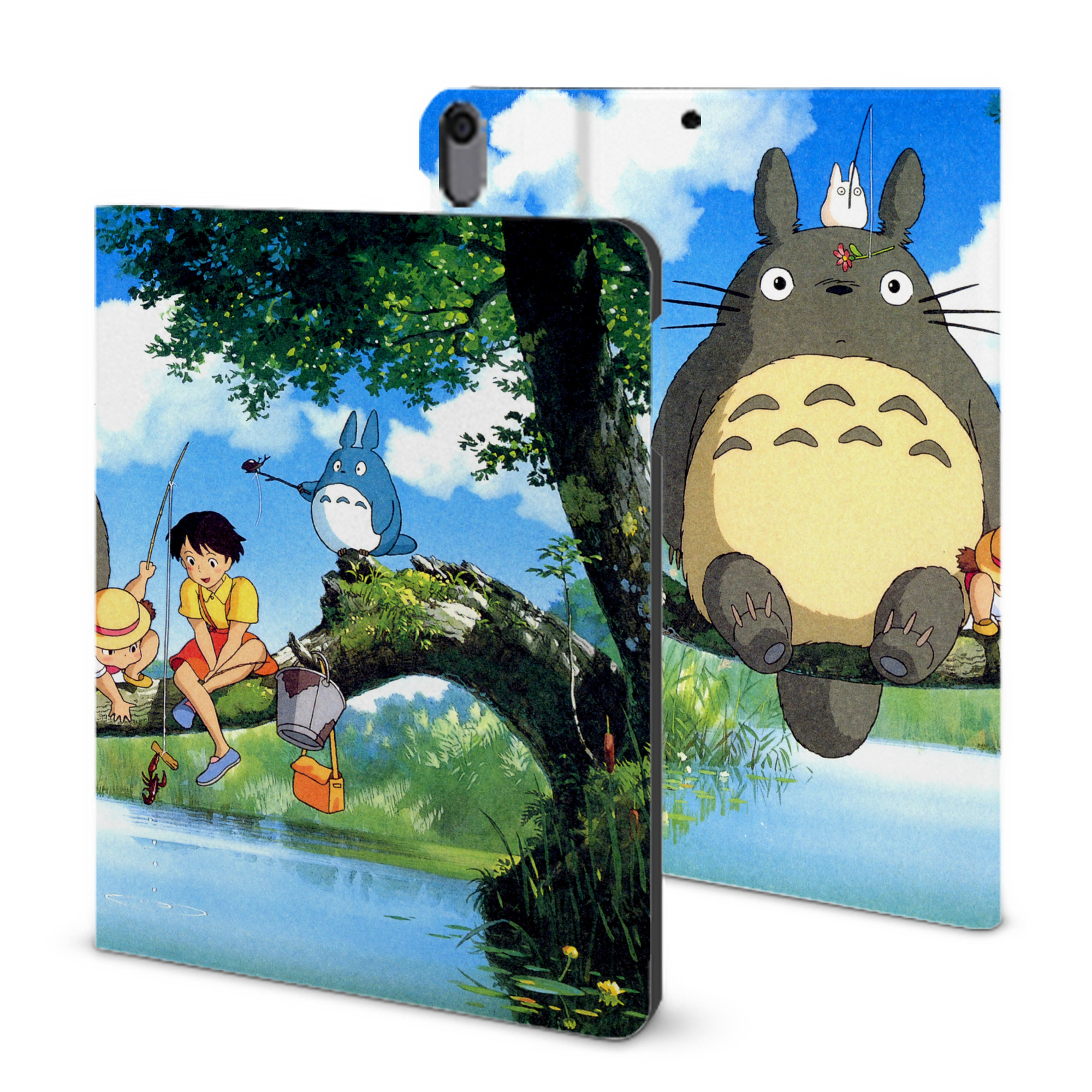 （画像用） となりのトトロ 草壁メイ 草壁サツキ My Neighbor Totoro Satsuki Kusakabe Mei Kusakabe IPad ケース ブック型 PUレザー TPU 耐衝撃 軽量 薄型 ペン収納なし 全面保護 IPad 各モデル対応